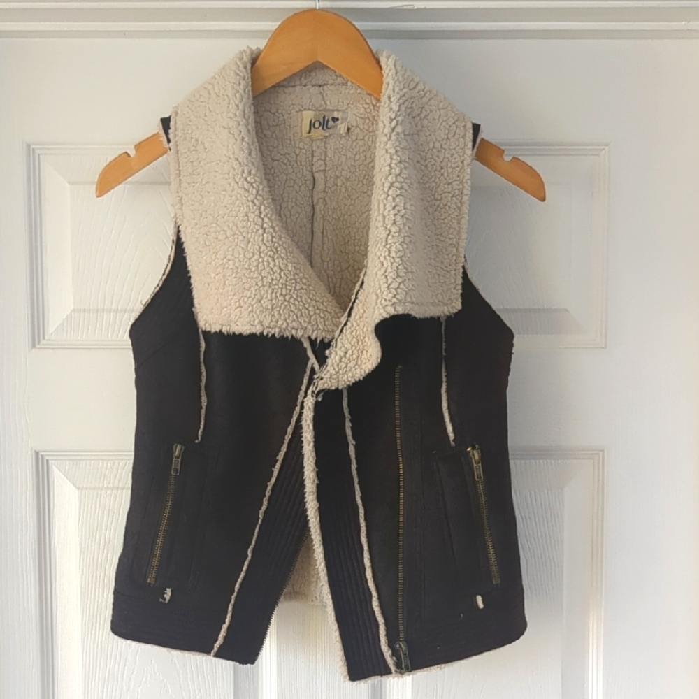 Jolt Brown and Cream Fleece-Lined Vest